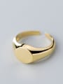 thumb 925 Sterling Silver With Gold Plated Simplistic Oval Free Size  Rings 2
