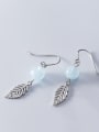 thumb 925 Sterling Silver With Glass Beads Vintage Leaf Drop Earrings 4
