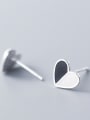 thumb 925 Sterling Silver With Silver Plated Simplistic Black and White Heart Stud Earrings 1