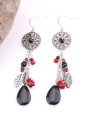 thumb Bohemia style Colorful Resin stones Little Leaves Alloy Drop Earrings 2