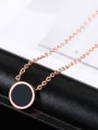 thumb Fashion 18K Rose Gold Black Paint Titanium Round Shaped Necklace 3