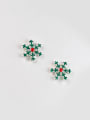 thumb Tiny Green Snowflake Stud Earrings 0