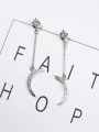 thumb Simple Shiny Zirconias-Studded Moon 925 Silver Drop Earrings 3