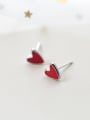 thumb S925 silver red heart-shaped stud Earring 2