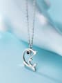 thumb 925 Sterling Silver With Platinum Plated Simplistic Dolphin Necklaces 0