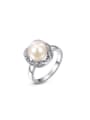 thumb Fashionable Platinum Plated Artificial Pearl Ring 0