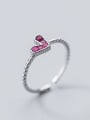 thumb S925 silver ring, female wind fashion, purple diamond, love ring, sweet temperament, open finger index J4451 3