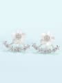 thumb Fashion Cubic Zirconias White Flower Stud Earrings 2