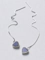 thumb Temperament Pink Heart Shaped S925 Silver Line Earrings 1