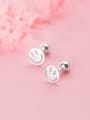 thumb 925 Sterling Silver With Gold Plated Simplistic Face Stud Earrings 0