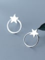 thumb 925 Sterling Silver With Glossy Personality Round Pentagram Stud Earrings 3