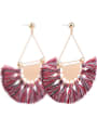 thumb Red Tassel Fan-shape drop earring 1