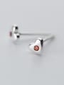 thumb Trendy Heart Shaped S925 Silver Rhinestones Stud Earrings 0
