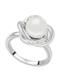 thumb Fashion Imitation Pearl-accented Flowery Alloy Ring 1
