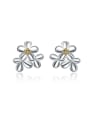 thumb Sweetly Two Color Plated Flower Stud Earrings 0