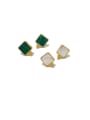 thumb Copper With Gold Plated Simplistic Malachite Square Stud Earrings 0