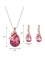 thumb 2018 Alloy Rose Gold Plated Fashion Water Drop shaped Artificial Stones Two Pieces Jewelry Set 2