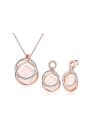 thumb Elegant Double Color Design Round Shaped Opal Two Pieces Jewelry Set 0