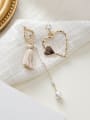 thumb Alloy With Gold Plated Fashion Asymmetric Heart Tassel  Earrings 1