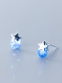 thumb 925 Sterling Silver With Silver Plated Personality Star Stud Earrings 1