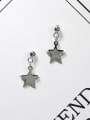 thumb Simple 925 Silver Double Star Platinum Plated Stud Earrings 0
