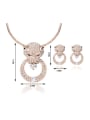 thumb Alloy Rose Gold Plated Fashion Rhinestones Leopard Head Two Pieces CZ Jewelry Set 2