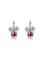 thumb All-match Fuchsia Bowknot Shaped Austria Crystal Drop Earrings 0