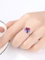 thumb Sterling silver luxury rainbow stone flower ring 1