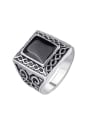 thumb Punk style Black Enamel Silver Plated Alloy Carved Ring 0