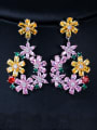 thumb Copper With Platinum Plated Luxury Flower Chandelier Earrings 4