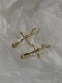 thumb 925 Sterling Silver With Gold Plated Simplistic Cross Clip On Earrings 2