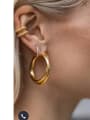 thumb Titanium With Gold Plated Simplistic Smooth Hollow Round Hoop Earrings 1