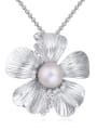 thumb Fashion Imitation Pearl Flower Pendant Alloy Sweater Chain 4
