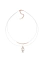 thumb Simple Double Layer Water Drop Imitation Pearl Alloy Necklace 0