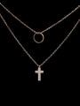 thumb Double Layer Cross Shaped Titanium Necklace 2