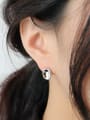thumb 925 Sterling Silver With Glossy Simplistic Geometric Oval Stud Earrings 2