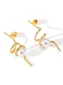 thumb Stainless Steel With IP Gold Plated Imitation Pearl Irregular Stud Earrings 0