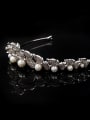 thumb Artificial Pearls Micro Pave Zircons White Gold Plated Hair Accessories 1