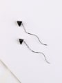 thumb Fashion Black Stone Triangle Line Earrings 0