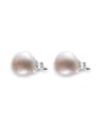 thumb Simple Oblate Freshwater Pearl stud Earring 0