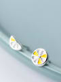 thumb Fresh Lemon Shaped Asymmetric S925 Silver Enamel Stud Earrings 2