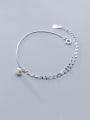 thumb 925 Sterling Silver With Platinum Plated Simplistic Round Bracelets 0