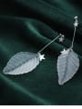 thumb 925 Sterling Silver With Platinum Plated Trendy Leaf Drop Earrings 2