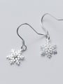 thumb 925 Sterling Silver With Platinum Plated Fashion snowflake Hook Earrings 3