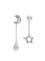 thumb Moon Star Freshwater Pearl Drop threader earring 0