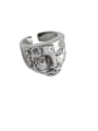 thumb 925 Sterling Silver With Platinum Plated Vintage  Abstract Face Free Size Rings 0