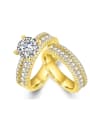 thumb Two Pieces Set Micro Pave Zircons Gold Plated  Copper Ring 0