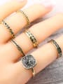 thumb Antique Gold Plated Black crystals Alloy Ring Set 1