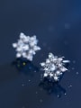 thumb Shimmering Snowflake Shaped Rhinestones S925 Silver Stud Earrings 2