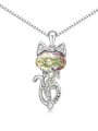 thumb Fashion Cartoon Kitten austrian Crystals Pendant Alloy Necklace 1